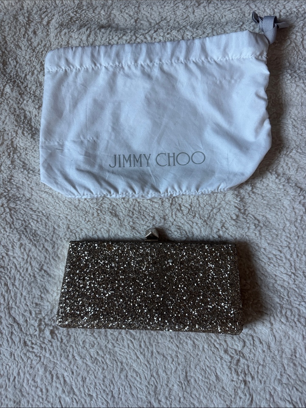Jimmy Choo Gold Glitter Evening Clutch